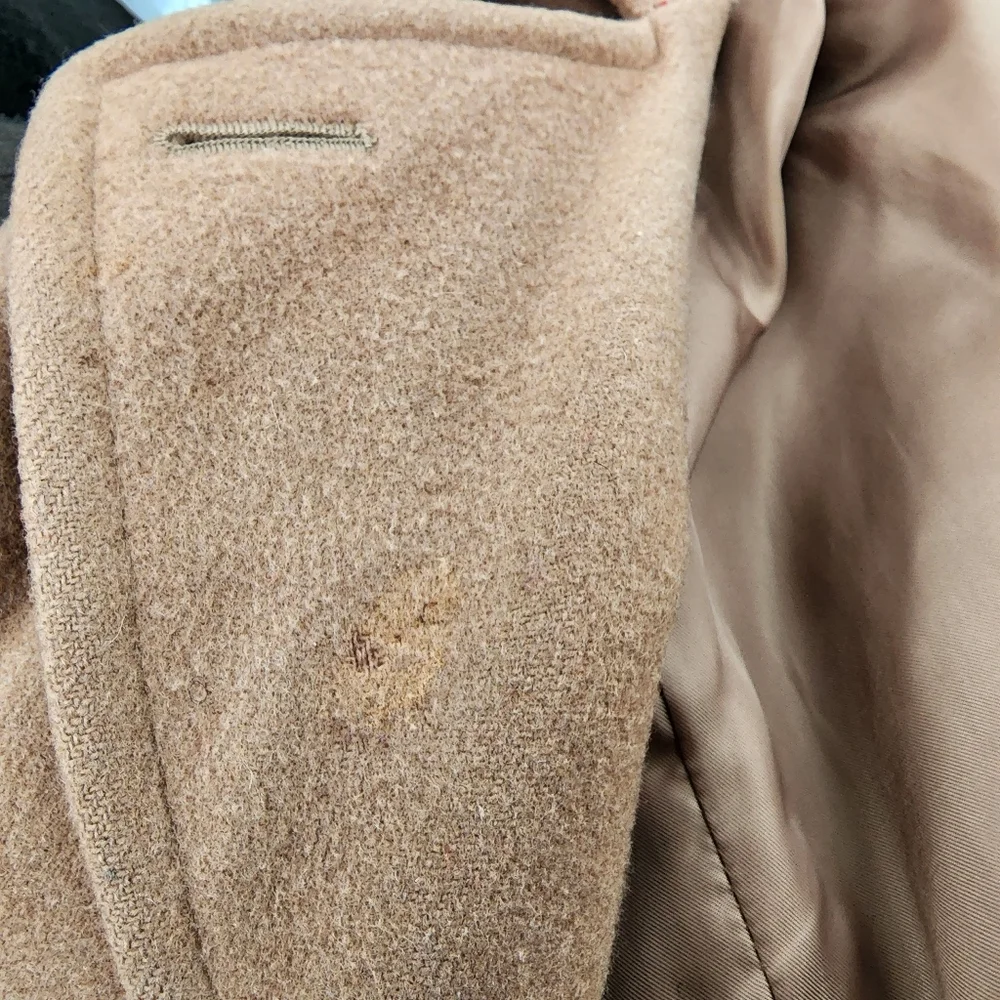 Vintage DonnyBrook Tan Camel Double Breasted Wool Belted Coat Size 14 - Picture 9 of 12